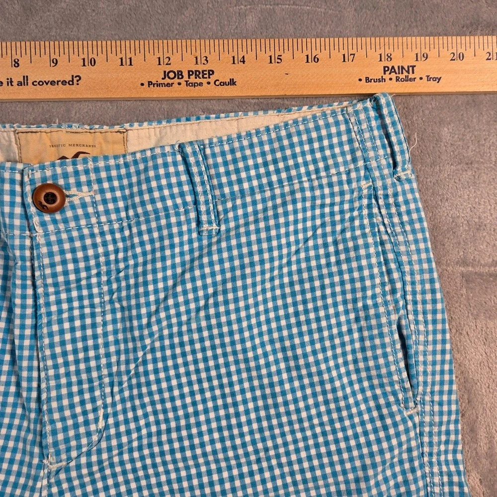 Hollister Gingham Shorts Mens 36 Blue Excellent Classic Preppy Summer Plaid